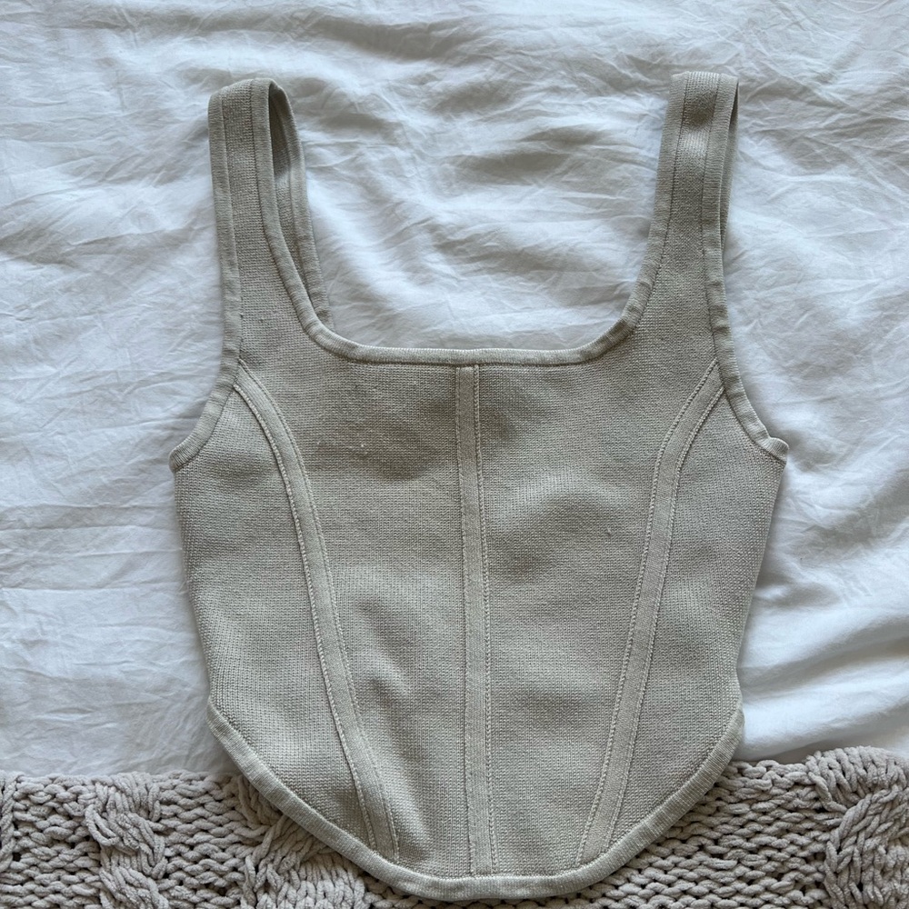 Aritzia Babaton Knit Corset Square Neck Tank Top
